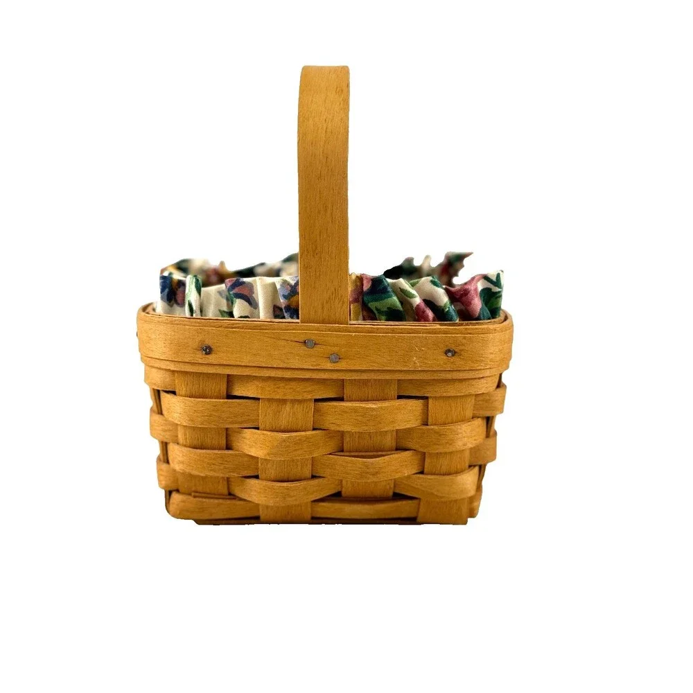 1995 Longaberger Horizon of Hope Basket w/Rose Liner & Protector 5.75L 3.75W 3H